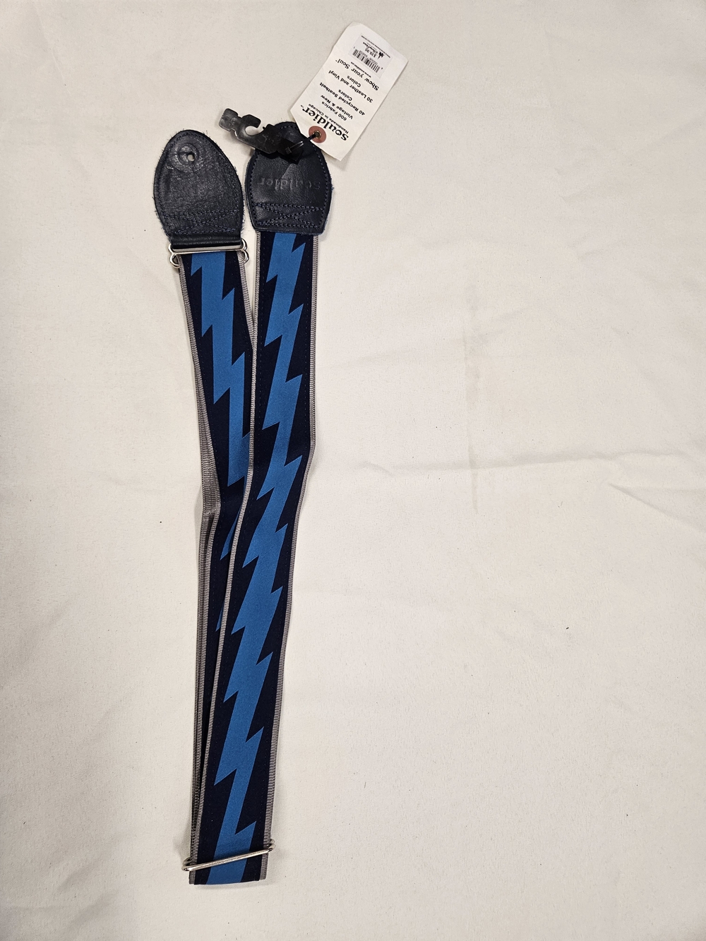 Souldier Guitar Strap Lightning Bolt Blue Vintage Seatbelt Handmade